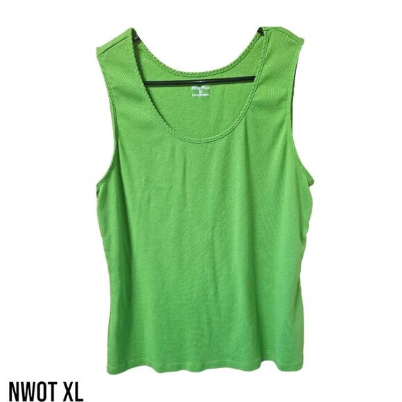 NWOT STUDIO WORKS Green Apple Sleeveless Scoop Neck Tank XL - Picture 2 of 10